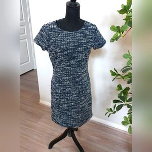 Banana Republic Women's Sheath Navy Blue White Tweed Dress Size 6